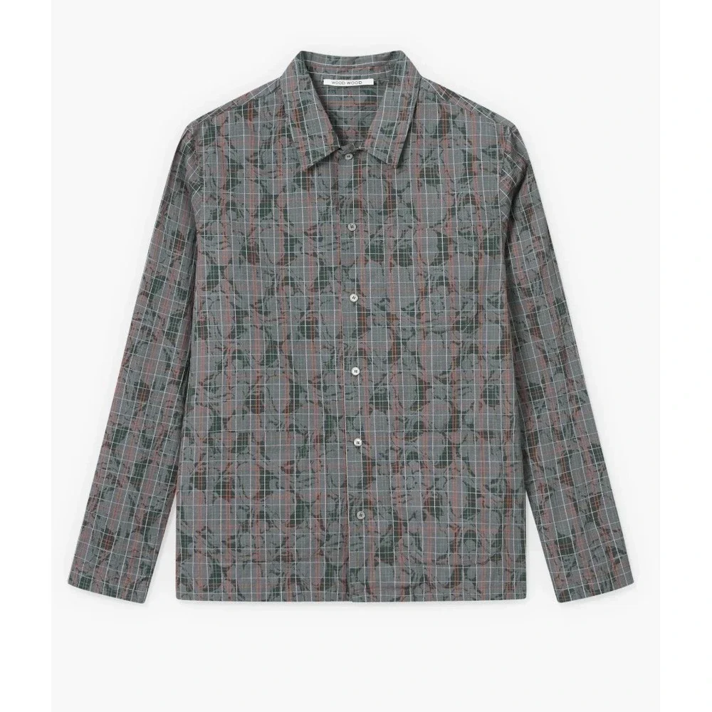 Wood‎ Wood David Swirl Grid Cotton Button-Up Shirt Mens